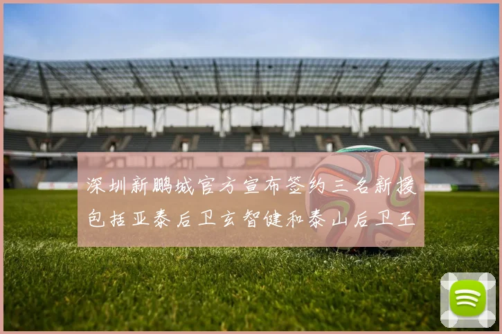 深圳新鹏城官方宣布签约三名新援包括亚泰后卫玄智健和泰山后卫王昱衡